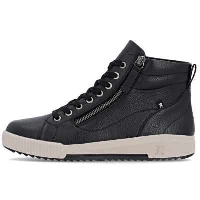 9. Women's leather ankle boots, lightly insulated, black, Rieker W0164-00