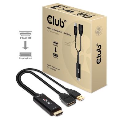 3. CLUB3D HDMI 2.0 TO DISPLAYPORT 1.2 4K60HZ HDR M/F ACTIVE ADAPTER Black