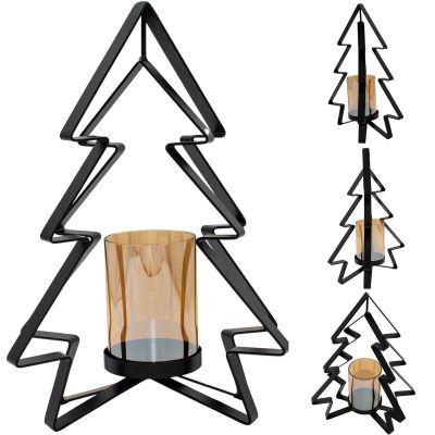 METAL CANDLESTICK 31.5 CM CHRISTMAS TREE MICA