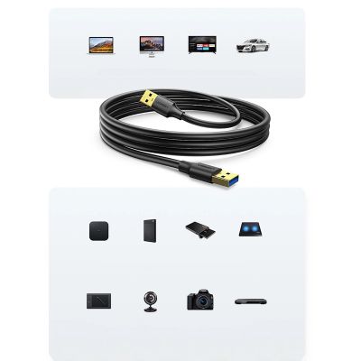 7. Ugreen US128 90576 USB-A 3.0 / USB-A 3.0 5Gb/s cable 3m - black