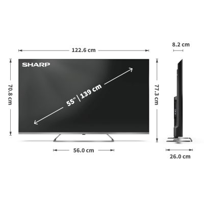 3. SHARP 55JP7265E QLED 55" 4K Ultra HD Google TV Dolby Digital Plus Black