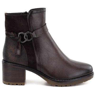 2. Women's insulated ankle boots with a block heel, brown, Potocki SZ12873