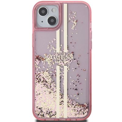 3. Guess Liquid Glitter Gold Stripes case for iPhone 15 Plus / 14 Plus - pink
