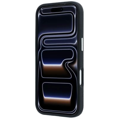5. Karl Lagerfeld Grained Heads Metal MagSafe Case for iPhone 17 Pro Max / 18 Pro Max - Black