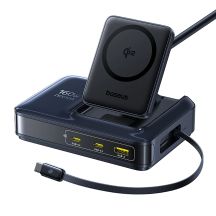 Baseus Nomos NH21 Qi2 160W 4-in-1 Wireless Charging Station with Retractable Cable - Black