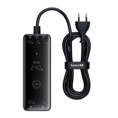 5. Baseus Digital GaN 3xUSB-C 1xUSB-A 240W Wall Charger with Power Cable - Black