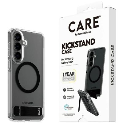 6. CARE by PanzerGlass Black Kickstand & QI Case for Samsung Galaxy S26+ - Transparent