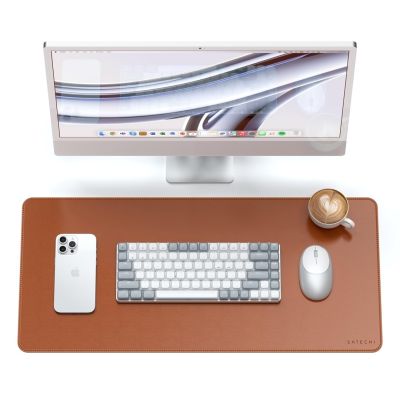 8. Satechi Premium Desk Mat - vegan leather desk pad (brown)