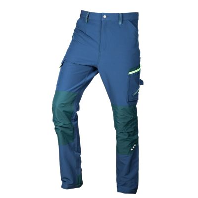 Mix&Match 4-Way Stretch Work Trousers, Navy Blue and Green, Size XL