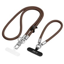 Tech-Protect C10S Crossbody phone lanyard (114 cm) + wrist strap (31 cm) - brown-titanium