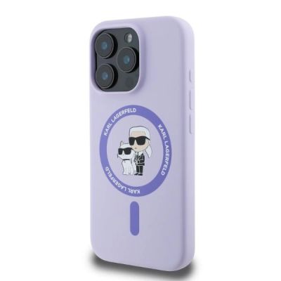 3. Karl Lagerfeld Silicone Karl&Choupette Heads Ring MagSafe Case for iPhone 16 Pro Max - Purple