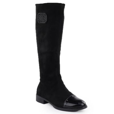 6. Women's patent suede boots, black, M.Daszyński MR2251-19