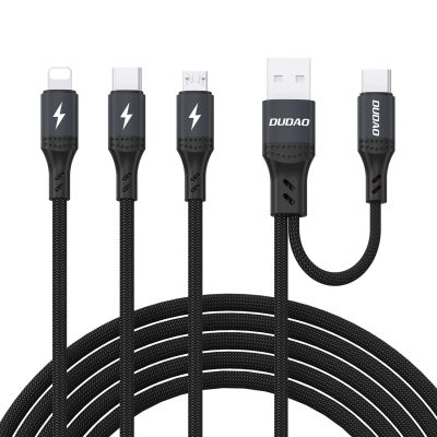 Dudao L3W USB-A/USB-C to Lightning/USB-C/MicroUSB 66W Cable - Black