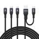 Dudao L3W USB-A/USB-C to Lightning/USB-C/MicroUSB 66W Cable - Black