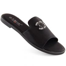 Comfortable flip-flops with rhinestones S.Barski W OLI258A, black
