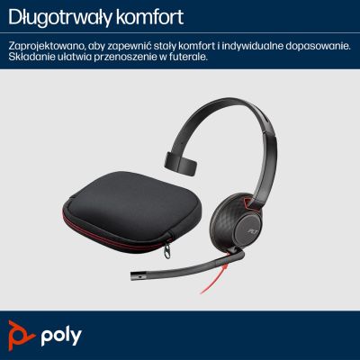 44. POLY Blackwire 5210 Single-Ear USB-C Headset + 3.5mm Plug + USB-C/A Adapter