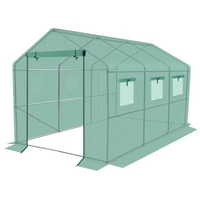 2. GREENHOUSE GARDEN TUNNEL 200x350x200CM PE GREEN STEEL STRUCTURE