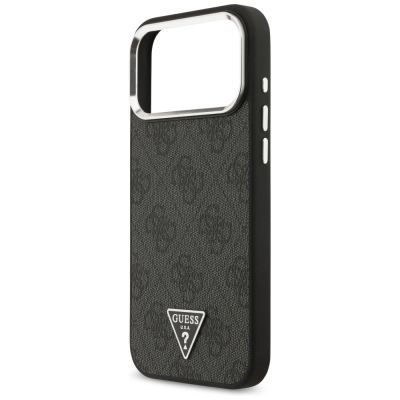 6. Guess 4G Triangle Logo MagSafe Case for iPhone 17 Pro Max / 18 Pro Max - Black & Silver