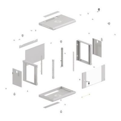 22. LANBERG WALL-HUNG RACK CABINET 19" 4U 540X350 GRAY GLASS DOOR (FLAT PACK)