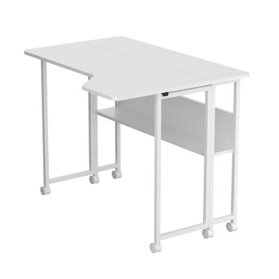 8. MACLEAN FOLDING DESK / TABLE MACLEAN, WHITE, MOBILE 100X73CM, MAX. 50KG, ANGLED, L-SHAPED, MC-126 L/W
