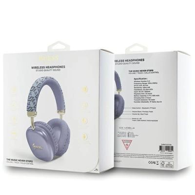 4. Guess GCube Metallic Script Logo Headphones - Purple