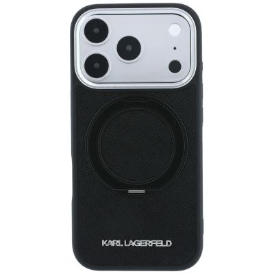 3. Karl Lagerfeld Ring Stand 360 Saffiano Classic Logo MagSafe Case for iPhone 18 Pro Max / 17 Pro Max - Black