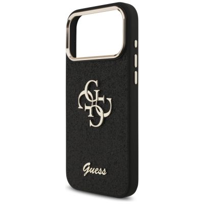 6. Guess Fixed Glitter Big 4G Metal Frame case for iPhone 17 Pro Max - black