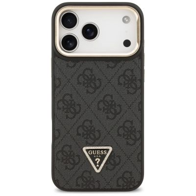 3. Guess 4G PU Triangle Logo & Stand Camera Magsafe Case for iPhone 17 Pro Max - Black