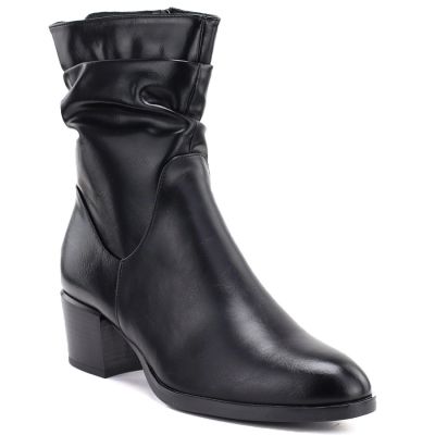 6. Women's high-heeled ankle boots with a gathered upper, black Vinceza 58682