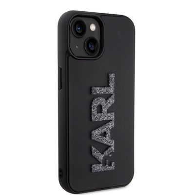 4. Karl Lagerfeld 3D Rubber Glitter Logo case for iPhone 15 - black