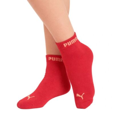 4. Puma Women's 3-Pack Ankle Socks Cotton Pink/Red/White