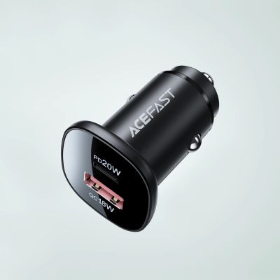 13. Acefast car charger 38W USB Type C / USB, PPS, Power Delivery, Quick Charge 3.0, AFC, FCP black (B1 black)