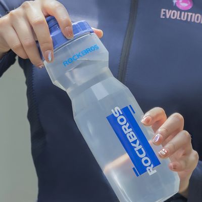 3. Rockbros 750 ml Bicycle Bottle - Transparent with Blue Mouthpiece
