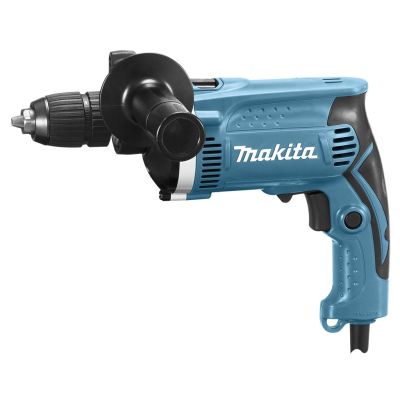 Makita HP1631 drill with drill, 3200 RPM, central locking, 2 kg, colors black, turquoise