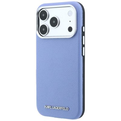 2. Karl Lagerfeld Grained Elongated Logo MagSafe Case for iPhone 17 Pro / 18 Pro - Blue