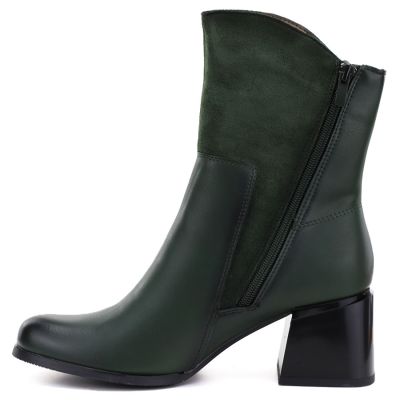 3. Women's green block heel ankle boots M.Daszyński SA269-1