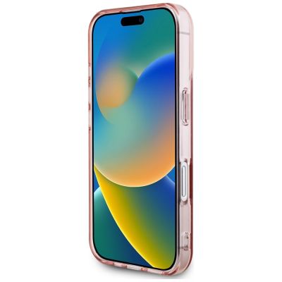 5. Karl Lagerfeld IML Rhinestones Logo iPhone 16 Case - Pink