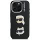 3. Karl Lagerfeld FW Grained Karl & Choupette Heads Pins Case for iPhone 16 Pro - Black