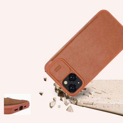 14. Nillkin Qin Leather Pro Case iPhone 14 Plus Camera Cover Holster Cover Flip Case Black