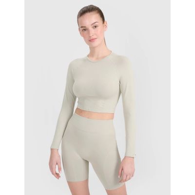 6. Women's training longsleeve crop top with cutout back 4F 4FRSS25TFLOF486-83S