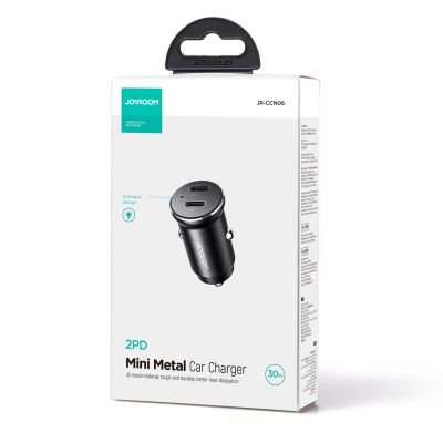 5. Joyroom JR-CCN06 30W 2x USB-C Metal Mini Car Charger - Black