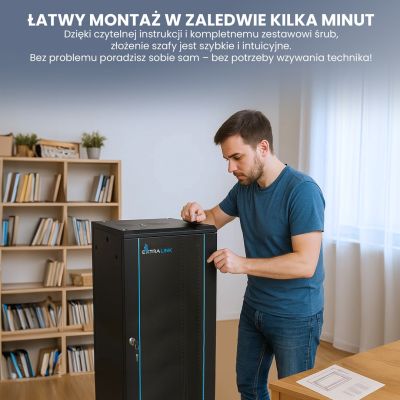 9. Extralink 15U 600x600 Black Wall-Mounted Rack Cabinet
