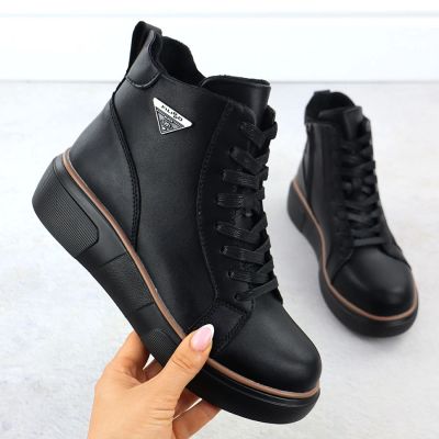 9. Black Women’s Leather Wedge Ankle Boots Filippo DBT6452
