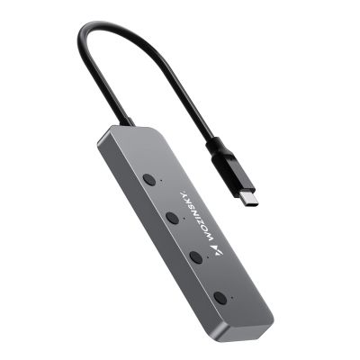 5. Wozinsky WHS088YSS 4x USB-A Aluminum Hub with Individual Switches and 15cm USB-C Cable - Gray