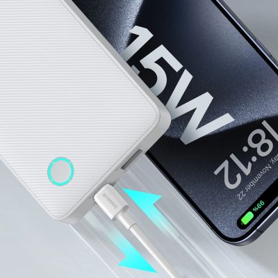 9. Baseus Airpow Lite 10000mAh 15W Power Bank with Baseus Simple USB-A - USB-C 30cm Cable - White