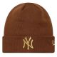 3. New Era Women's Metallic Logo Beanie New York Yankees Hat 60915931 Brown One Size