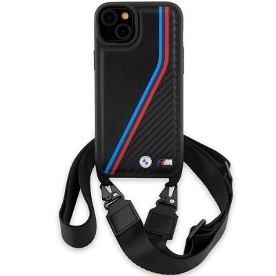 2. BMW M Edition Carbon Tricolor Lines & Strap case for iPhone 15 / 14 / 13 - black