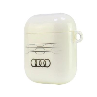3. Audi IML Geometric Pattern Case for AirPods 1 / 2 - White