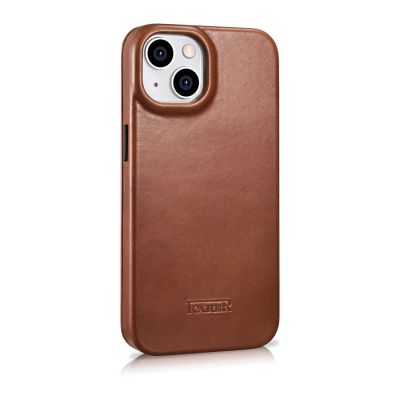 4. iCarer CE Oil Wax Premium Leather Folio Case iPhone 14 Plus magnetic flip case MagSafe brown (AKI14220707-BN)