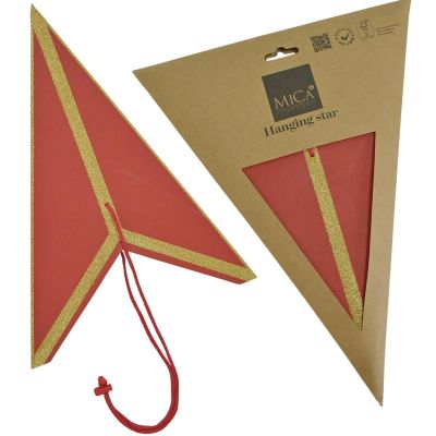 23. DECORATIVE HANGING PAPER STAR FSC 14x45CM RED 7 ARMS MICA